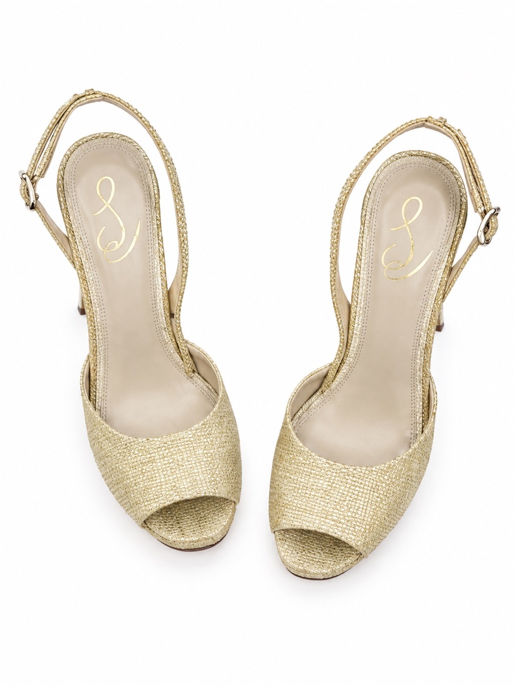 Jessica Simpson Gold Open-Toe Slingback Heels